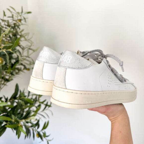 P448 John Molly Low Top Lace Up Leather Sneakers Coyote White 39 - Picture 4 of 9